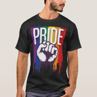Rainbow Pride LGBTQ Flag Power to the People Fist  T-Shirt