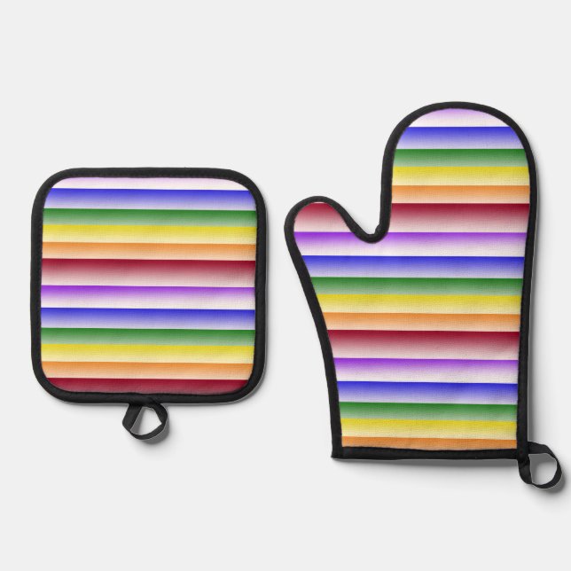Rainbow Pride Oven Mits Ofenhandschuh & Topflappen-Set (Vorderseite)
