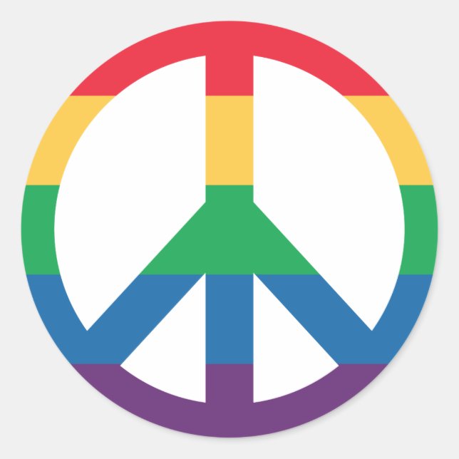 Rainbow Pride Peace Sign Aufkleber (Vorderseite)