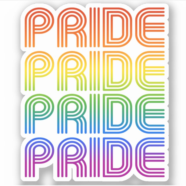 Rainbow Pride Retro Aufkleber (Vorderseite)