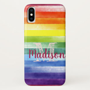 Rainbow Pride Stripes Colorful Fun Initialname Case-Mate iPhone Hülle