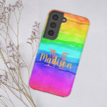 Rainbow Pride Stripes Colorful Fun Initialname Samsung Galaxy Hülle<br><div class="desc">Das Samsung SGH-X500 ist ein elegantes und praktisches Samsung-Gehäuse,  das mit einem hellen Aquarellbogen-Design bedruckt und mit Ihrem Namen und Ihrer Initiale dekoriert ist.</div>