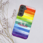 Rainbow Pride Stripes Colorful Fun Initialname Samsung Galaxy Hülle<br><div class="desc">Das Samsung SGH-X500 ist ein elegantes und praktisches Samsung-Gehäuse,  das mit einem hellen Aquarellbogen-Design bedruckt und mit Ihrem Namen und Ihrer Initiale dekoriert ist.</div>