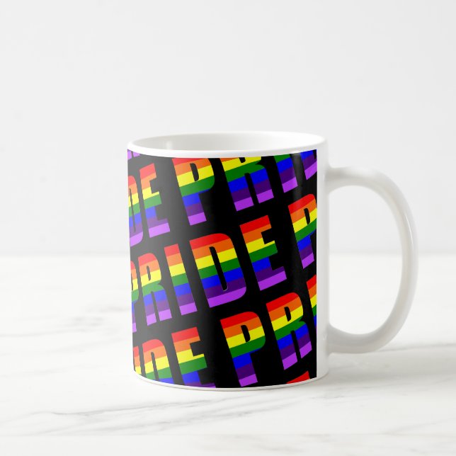 Rainbow Pride Text Art auf benutzerdefinierter sch Kaffeetasse (Rechts)