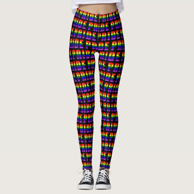 Rainbow Pride Text Art auf benutzerdefinierter sch Leggings (Vorderseite)