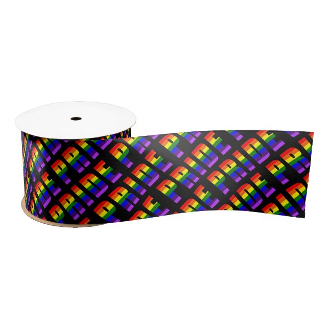 Rainbow Pride Text Art auf benutzerdefinierter sch Satinband (Spule)