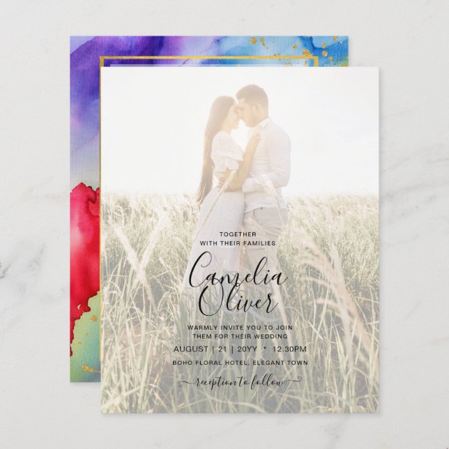 RAINBOW PRIDE WEDING INVITATION Tinte LeahG (Vorne/Hinten)