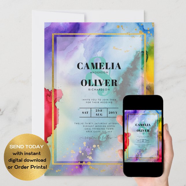 RAINBOW PRIDE WEDING INVITATION Tinte LeahG Einladung (Von Creator hochgeladen)