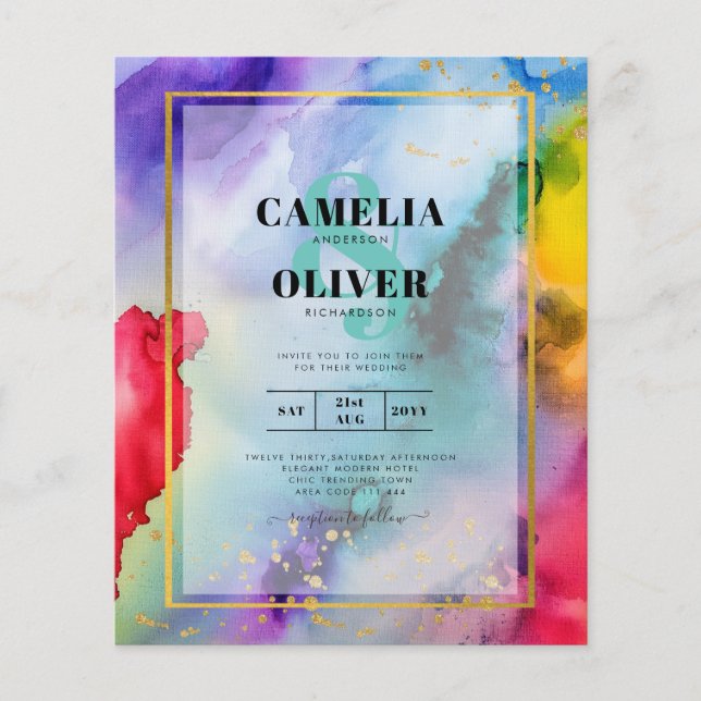 RAINBOW PRIDE WEDING INVITATION Tinte LeahG Flyer (Vorne)