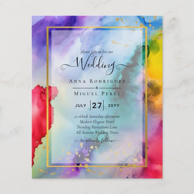 RAINBOW PRIDE WEDING INVITATION Tinte LeahG Flyer (Vorne)