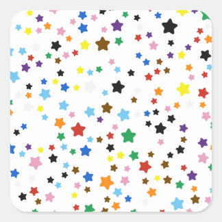 Rainbow Prilag BIPOC Stars Musterkunst Quadratischer Aufkleber