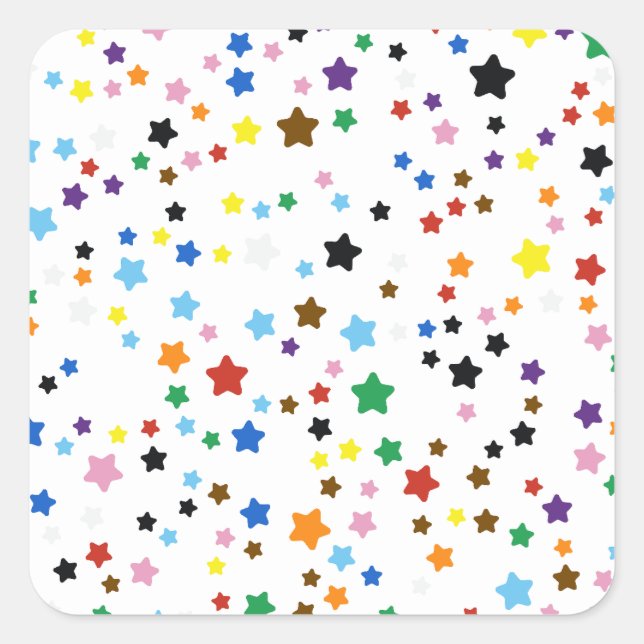 Rainbow Prilag BIPOC Stars Musterkunst Quadratischer Aufkleber (Vorderseite)