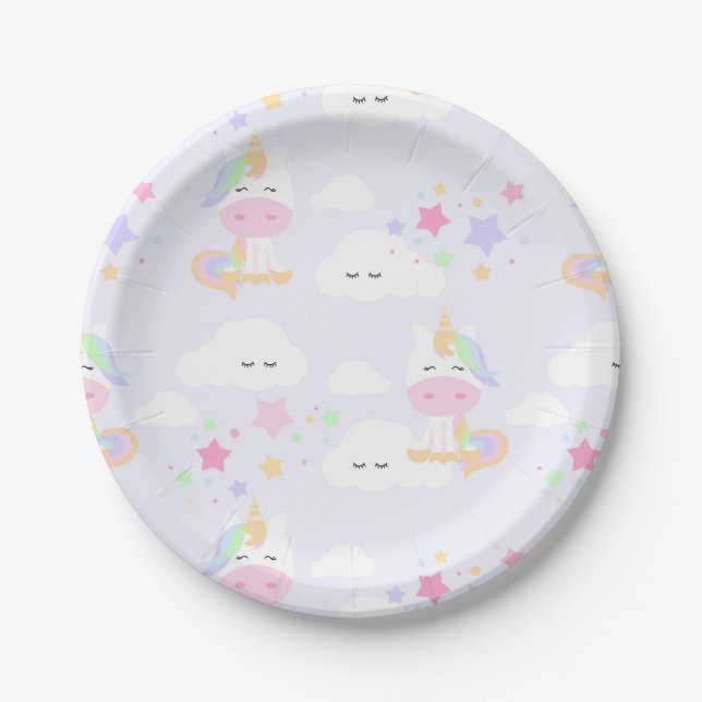 Rainbow Princess Unicorn Party Plates Pappteller (Vorderseite)