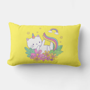 Rainbow Print Kitten Name Lumbar Kissen