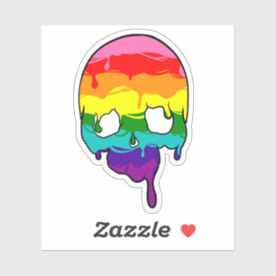 Rainbow Pripping Skull Aufkleber