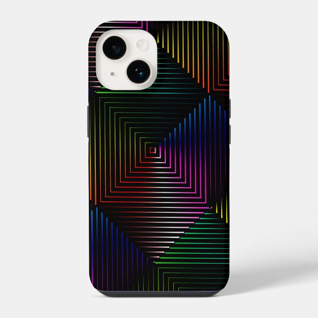 Rainbow Prism auf schwarz iPhone 14 Hülle (Rückseite)