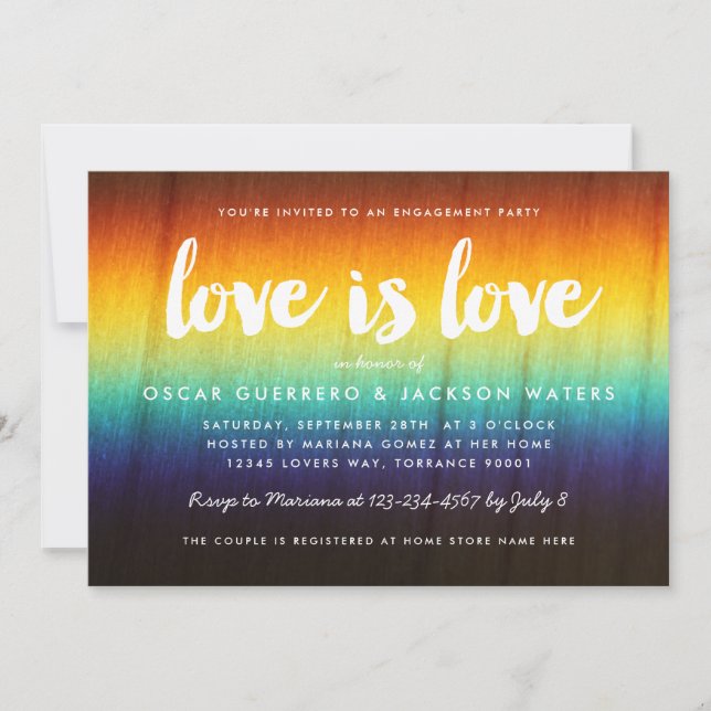 Rainbow Prism Liebe ist Liebe Gay Engagement Party Einladung (Vorderseite)