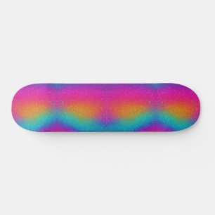 Rainbow Psychedelic Glitzer Neon Skateboard