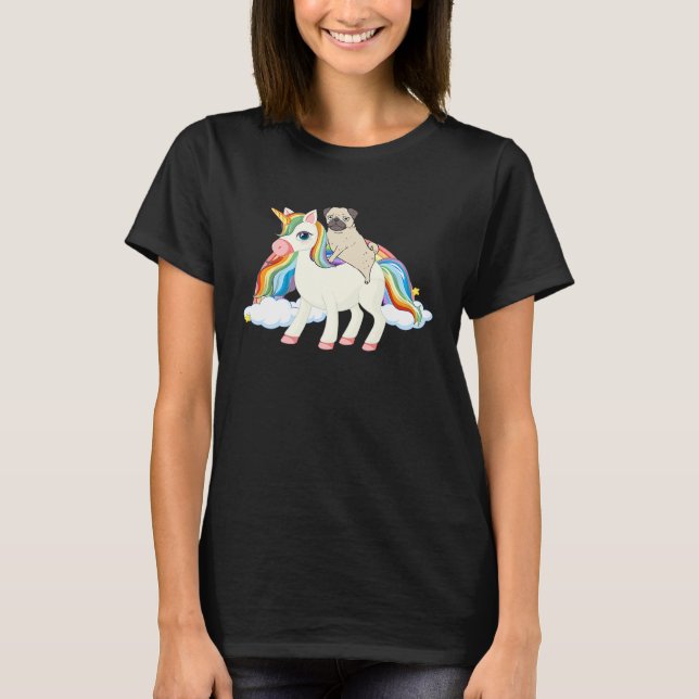 Rainbow Pug Unicorn Pug Themed  Pugicorn T-Shirt (Vorderseite)