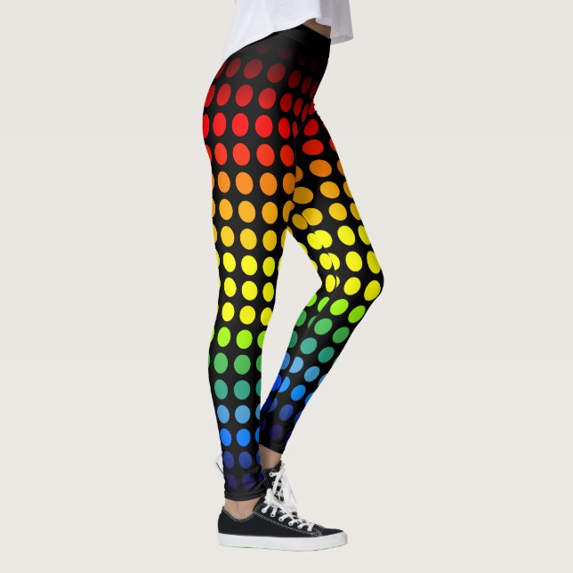 Rainbow-Punkte auf schwarz Leggings (Rechts)