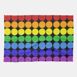 Rainbow-Punkte-Kreise farbenfroh auf schwarz Geschirrtuch