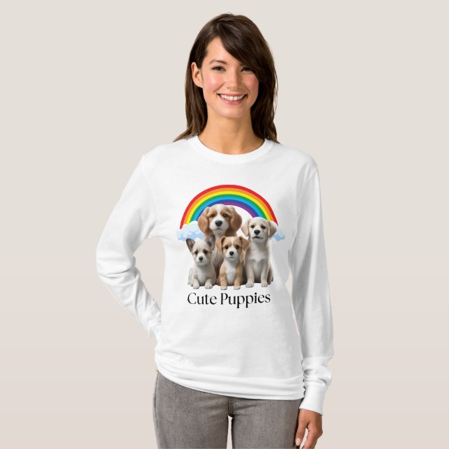 Rainbow Puppy-Liebe Benutzerdefiniertes Shirt (Vorne ganz)