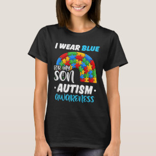 Rainbow Puzzle Autism Ich trage Blau für Sohn Auti T-Shirt