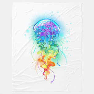 Rainbow-Qualle Fleecedecke