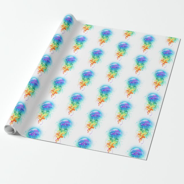 Rainbow-Qualle Geschenkpapier (Ungerollt)