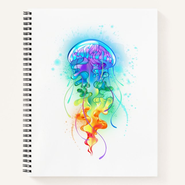 Rainbow-Qualle Notizbuch (Vorderseite)