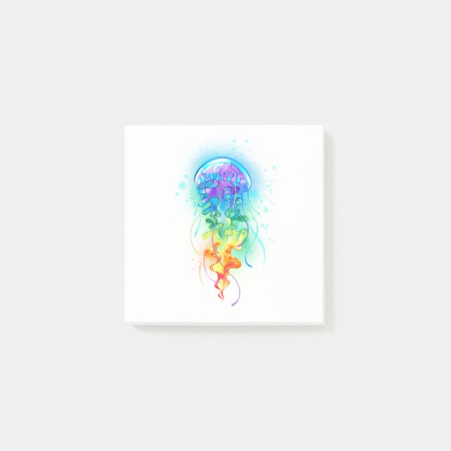Rainbow-Qualle Post-it Klebezettel (Vorderseite)