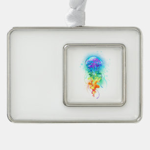 Rainbow-Qualle Rahmen-Ornament Silber
