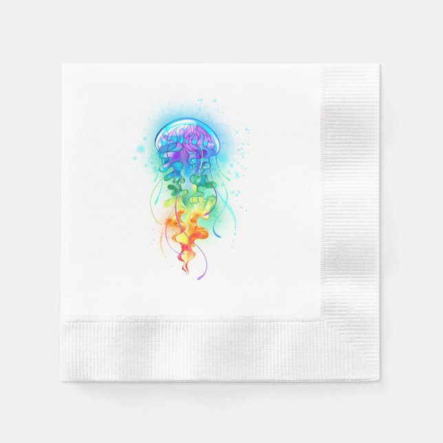 Rainbow-Qualle Serviette (Vorderseite)