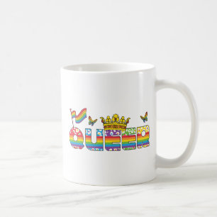 Rainbow Que Crown mit Flag und Schmetterlingen Kaffeetasse
