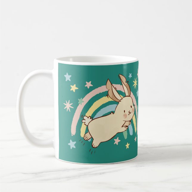 Rainbow Rabbit Coffee Tasse (Links)
