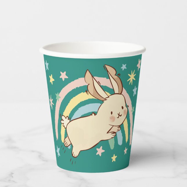 Rainbow Rabbit Paper Cups Pappbecher (Vorderseite)
