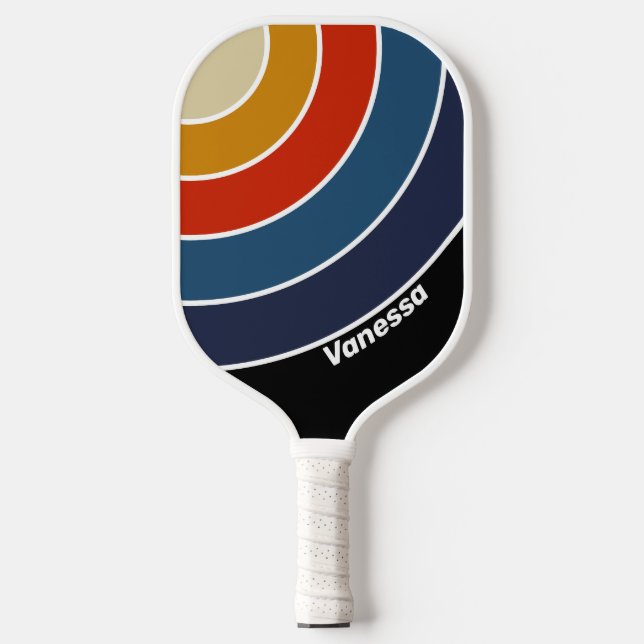 Rainbow-Rainbow-Circle Streifen mit Name Pickleball Schläger (Vorderseite)