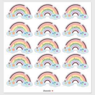 Rainbow Rainbow Custom Multiple Name Stickers Aufkleber
