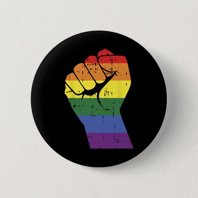 Rainbow Rainbow-Hand-Gay-Bbt-Stolperstütze Button (Vorderseite)