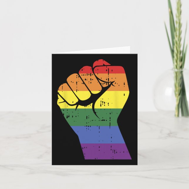 Rainbow Rainbow-Hand-Gay-Bbt-Stolperstütze Karte (Vorderseite)
