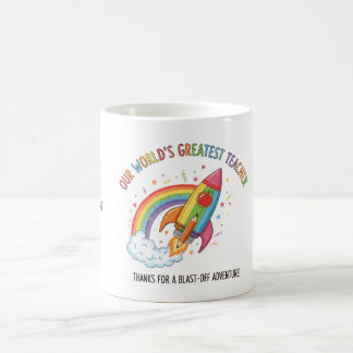 Rainbow-Rakete-Apfel-Bester Lehrer der Welt Kaffeetasse