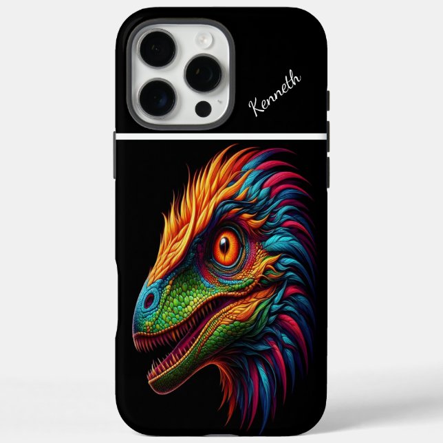 Rainbow Raptor iPhone 16 Pro Max Hülle (Rückseite)