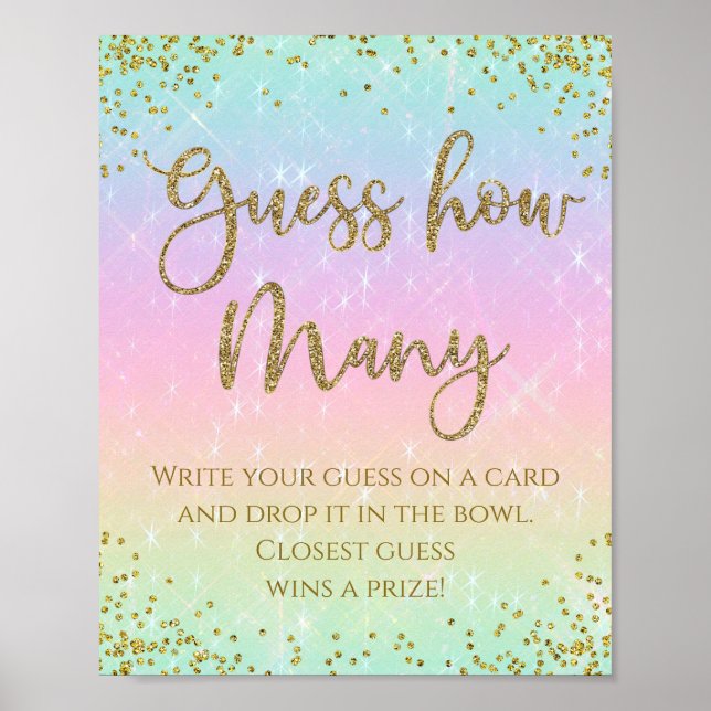 Rainbow rät wie viele Baby Shower Game Poster (Vorne)