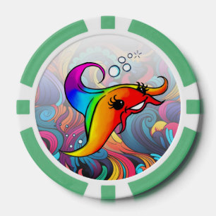 Rainbow Ray Poker Chip