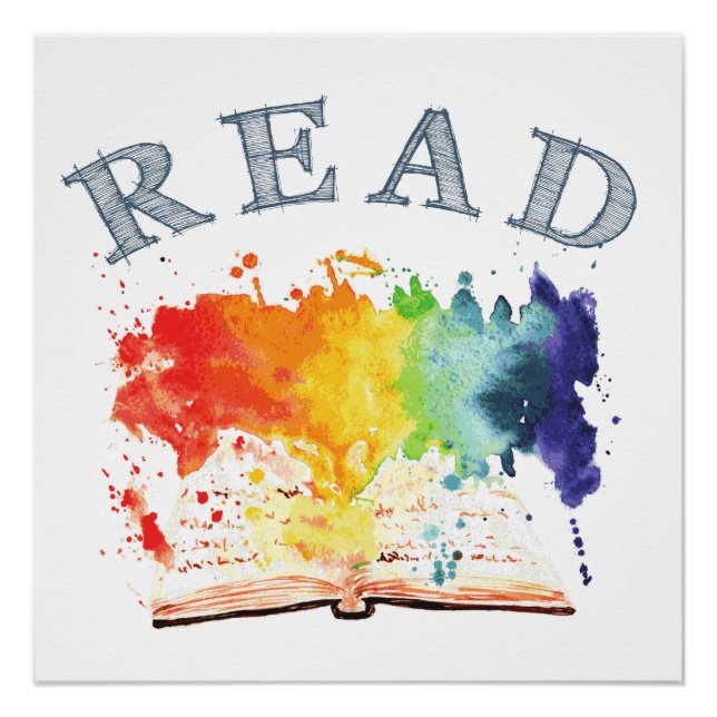 Rainbow Read Watercolor Book Nook Poster (Vorderseite)
