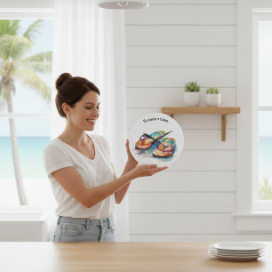 Rainbow Reef Flip Flops, individuell Große Wanduhr