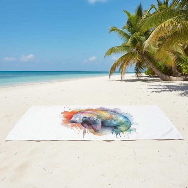 Rainbow Reef Manatee, kundenspezifisch Badehandtuch (Von Creator hochgeladen)