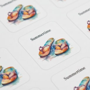 Rainbow Reef Zehentrenner, maßgeschneidert Quadratischer Aufkleber