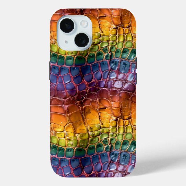 Rainbow Reptile Leather Case-Mate iPhone Hülle (Rückseite)