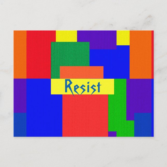 Rainbow Resist Abstraktes Patchwork Muster Postkar Postkarte (Vorderseite)